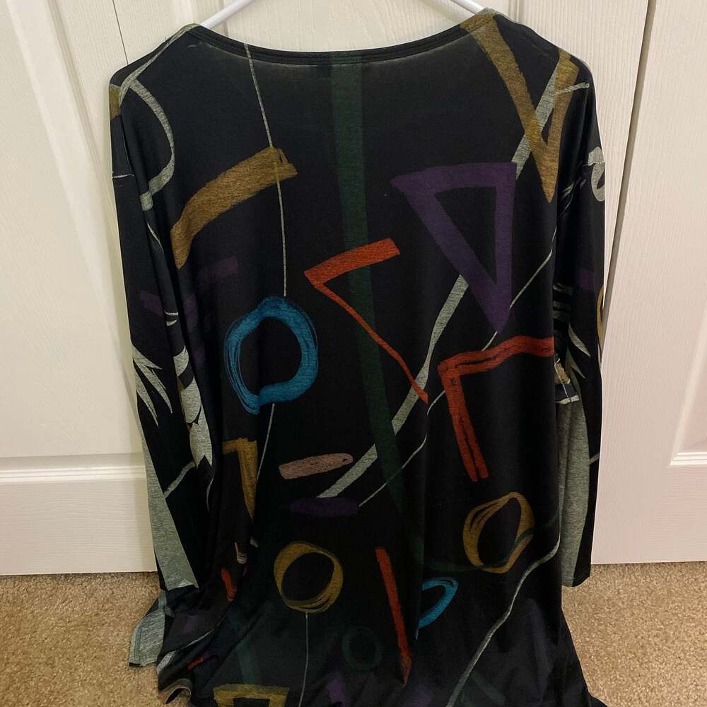 Jess & Jane Women's Lily Trio Slit V-Neck Chiffon Contrast Tunic 3X - Picture 7 of 13